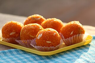 <span class="mw-page-title-main">Laddu</span> Spherical sweet from the Indian subcontinent