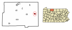 Location of Port Allegany in McKean County, Pennsylvania.