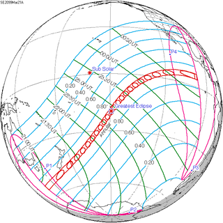 <span class="mw-page-title-main">Solar eclipse of March 21, 2099</span> Future annular solar eclipse