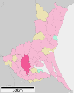 Tsukuban sijainti Ibarakin prefektuurissa