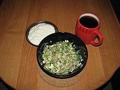 Okroshka with the dressing added