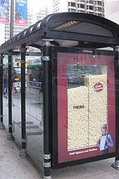 City of Chicago bus stop, served by CTA buses, with 3D ad 20071107 New CTA Bus Stop with 3D ad.JPG