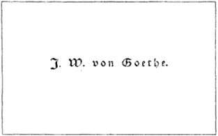 Carte de vizită a lui Johann Wolfgang von Goethe