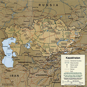 Kart over Republikken Kasakhstan