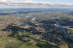 Aerial view of the town