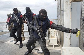 Des gendarmes gabonais à l'entrainement