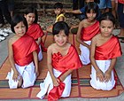 Thai children wearing pha nung and pha biang