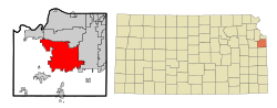 Location of Olathe in Kansas.