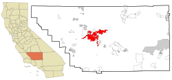 贝克斯菲尔德在加利福尼亚州中的位置