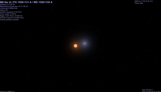 <span class="mw-page-title-main">NN Serpentis</span> Eclipsing post-common envelope binary star system in the constellation Serpens