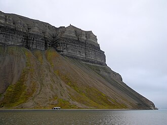 Skansbukta, a bay in the south of Dickson Land Skansbukta.Billefjorden.jpg