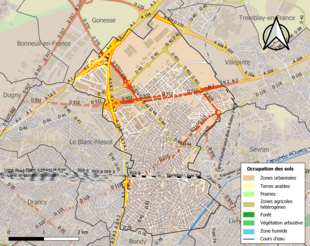 Carte en couleurs présentant l'occupation des sols.