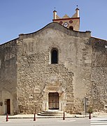 Fachada de portal único y dintel en mármol esculpido, abadía de Saint-Génis-des-Fontaines