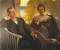 Per Hallström links, in 1904 (Schilderij: Richard Bergh) overleden op 18 februari 1960