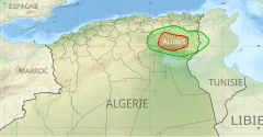 Localização da região de Orés na Argélia e Tunísia