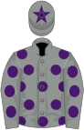 Grey, purple spots, star on cap