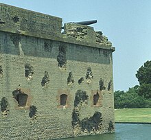 Damaged wall - Fort Pulaski on the coast of Georgia Pulaski Zoom.jpg