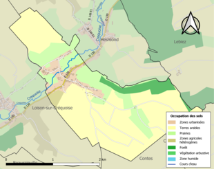 Carte en couleurs présentant l'occupation des sols.