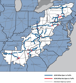 <span class="mw-page-title-main">Appalachian Development Highway System</span> Series of highway corridors in the Appalachia region of the eastern United States