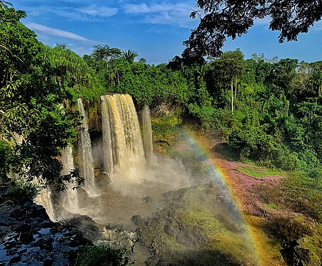 Agbokim Waterfall is made up of seven streams with a cascade of fresh water plunging down the high cliff into the tropical rainforest. It is also a tourist attraction in Cross River State. Photograph: Hadassah Photostorie group