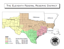 Map of the Eleventh District Dallas Fed map.PNG