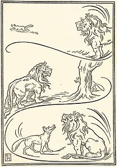 An illustration by Richard Heighway from an 1894 collection of the fables Heighway lion.JPG