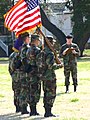 A Pershing Rifles color guard competing at the 2004 NATCON drill competition held at Fort Monroe, Virginia