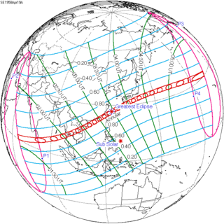 <span class="mw-page-title-main">Solar eclipse of April 19, 1958</span> 20th-century annular solar eclipse