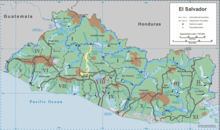 A map of El Salvador's surface water resources in 1998