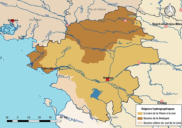 La Loire-Atlantique est découpée en trois régions hydrographiques.