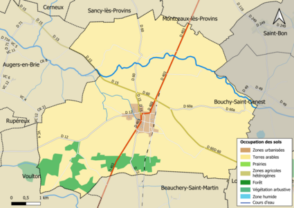 Carte des infrastructures et de l'occupation des sols en 2018 (CLC) de la commune.