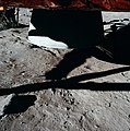 Die Landefähre von Apollo 11 ohne Krater unter dem Triebwerk