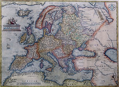 Kaart van Europa door Abraham Ortelius, 1595