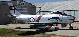 A94-901 (Mk 30), the first production CAC Sabre, in the colours of the "Black Panthers" aerobatics team of No. 76 Squadron AvonSabre.JPG