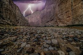 Boquillas canyon during a lightning storm