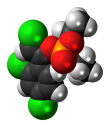 Space-filling model of the (Z)-chlorfenvinphos molecule