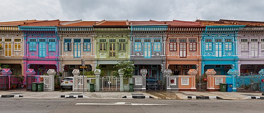 Colourful shophouses at Koon Seng Road, Singapore