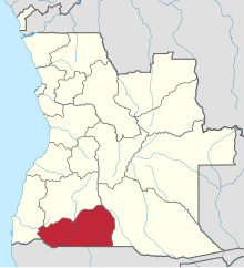 Location of Cunene Province (headquarters for the diocese) within Angola
