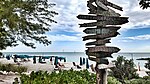 Sign overlooking the picnic area and beach