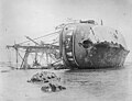 SMS Adler, knocked over on the beach, 1889.