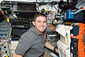 Rex Walheim on the flight deck of Atlantis