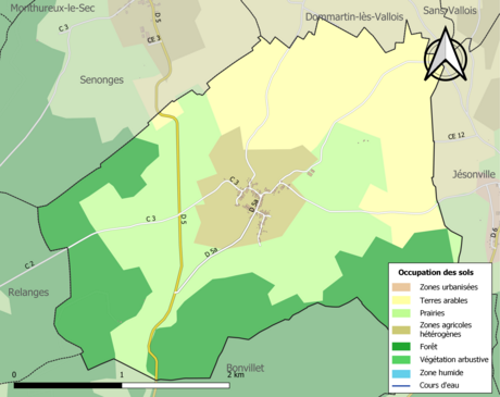 Carte en couleurs présentant l'occupation des sols.