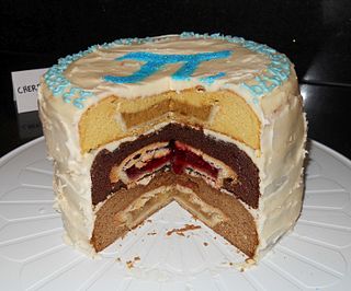 <span class="mw-page-title-main">Cherpumple</span> Dessert made from various cakes and pies