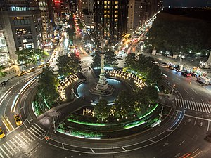 Columbus Circle at night