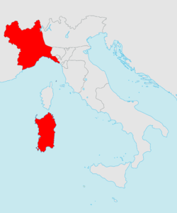 Map of the Kingdom of Sardinia after 1815.