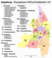 Planungsräume und Stadtbezirke von Augsburg