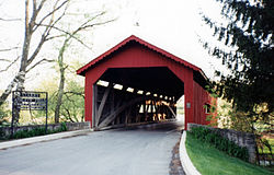 A covered bridge at Messiah University in Upper Allen Township