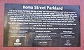 Information plaque about the Roma Street Parkland