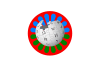 Wikipedia logo with Roma flag