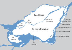 Map of the Hochelaga Archipelago, with Île Perrot at left